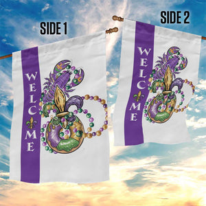 Crawfish & Beads Mardi Gras Welcome Garden Flag Louisiana Party Outdoor Banner TS02 Print Your Wear