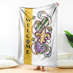 Gold Fleur De Lis Mardi Gras Welcome Throw Blanket Festive Garden Yard Decor TS02 Print Your Wear