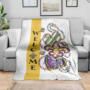 Gold Fleur De Lis Mardi Gras Welcome Throw Blanket Festive Garden Yard Decor TS02 Print Your Wear