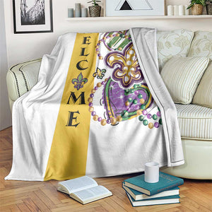 Gold Fleur De Lis Mardi Gras Welcome Throw Blanket Festive Garden Yard Decor TS02 Print Your Wear
