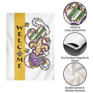 Gold Fleur De Lis Mardi Gras Welcome Garden Flag Festive Garden Yard Decor TS02 Print Your Wear
