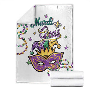 Mardi Gras Jester & Mask Welcome Throw Blanket Fat Tuesday Yard Decor TS02 White Print Your Wear
