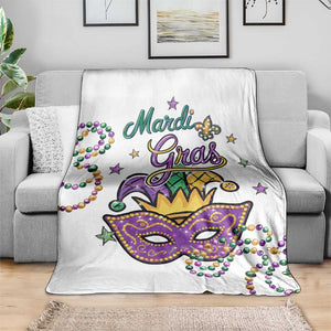 Mardi Gras Jester & Mask Welcome Throw Blanket Fat Tuesday Yard Decor TS02 Print Your Wear