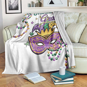 Mardi Gras Jester & Mask Welcome Throw Blanket Fat Tuesday Yard Decor TS02 Print Your Wear