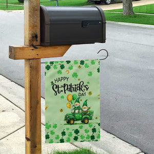 Happy St Patrick's Day Gnomes Welcome Garden Flag Lucky Shamrock Gnomies Patio Decor TS02 Print Your Wear