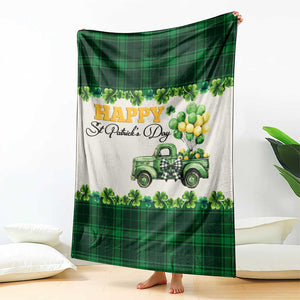 Happy St Patrick's Day Lucky Shamrocks Truck Throw Blanket Welcome Green Buffalo Plaid Yard Patio Decor TS02 Print Your Wear