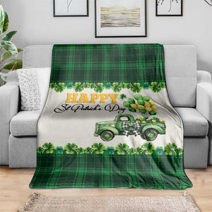 Happy St Patrick's Day Lucky Shamrocks Truck Throw Blanket Welcome Green Buffalo Plaid Yard Patio Decor TS02 Print Your Wear