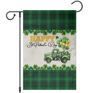 Happy St Patrick's Day Lucky Shamrocks Truck Garden Flag Welcome Green Buffalo Plaid Yard Patio Decor TS02 White Print Your Wear