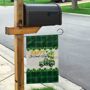 Happy St Patrick's Day Lucky Shamrocks Truck Garden Flag Welcome Green Buffalo Plaid Yard Patio Decor TS02 Print Your Wear