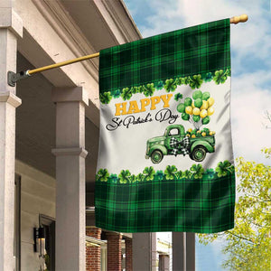 Happy St Patrick's Day Lucky Shamrocks Truck Garden Flag Welcome Green Buffalo Plaid Yard Patio Decor TS02 Print Your Wear