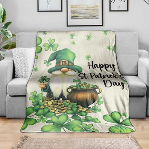 St. Patricks Day Gnome Throw Blanket Lucky Clover Decor TS02 Print Your Wear