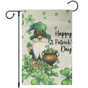 St. Patricks Day Gnome Garden Flag Lucky Clover Decor TS02 Sand Print Your Wear