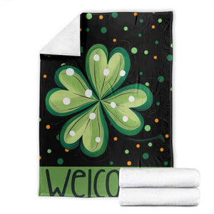 Green Dot Shamrock Welcome Throw Blanket Lucky Clover St. Patrick's Day Outdoor Decor TS02 White Print Your Wear