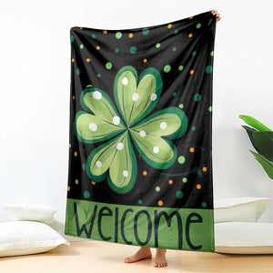Green Dot Shamrock Welcome Throw Blanket Lucky Clover St. Patrick's Day Outdoor Decor TS02 Print Your Wear