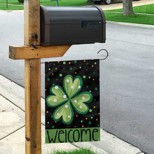 Green Dot Shamrock Welcome Garden Flag Lucky Clover St. Patrick's Day Outdoor Decor TS02 Print Your Wear