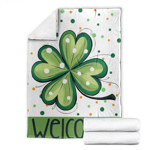 Lucky Shamrock Welcome Throw Blanket Green Dot Clover St. Patrick's Day Outdoor Decor TS02 Black Print Your Wear