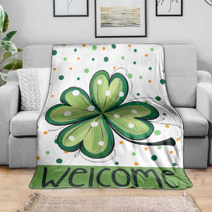Lucky Shamrock Welcome Throw Blanket Green Dot Clover St. Patrick's Day Outdoor Decor TS02 Print Your Wear