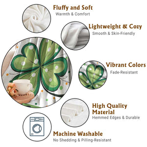 Lucky Shamrock Welcome Throw Blanket Green Dot Clover St. Patrick's Day Outdoor Decor TS02 Print Your Wear