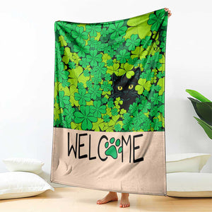 Black Cat Clover Welcome Flag Throw Blanket St. Patricks Day Garden Banner TS02 Print Your Wear