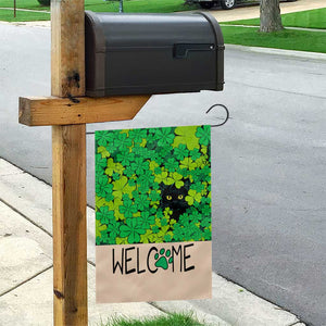 Black Cat Clover Welcome Flag Garden Flag St. Patricks Day Garden Banner TS02 Print Your Wear