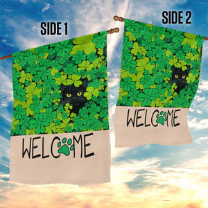 Black Cat Clover Welcome Flag Garden Flag St. Patricks Day Garden Banner TS02 Print Your Wear