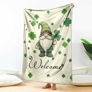 St. Patricks Day Gnome Welcome Throw Blanket Lucky Irish Shamrocks TS02 Print Your Wear