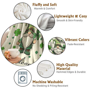 St. Patricks Day Gnome Welcome Throw Blanket Lucky Irish Shamrocks TS02 Print Your Wear