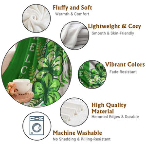 Lucky Shamrocks Welcome Throw Blanket Green Buffalo Plaid Holiday Yard Decor TS02 Print Your Wear