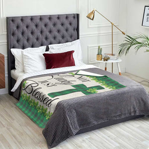 Christian Lucky Shamrocks Throw Blanket Not Lucky Just Blessed Buffalo Plaid TS02 Print Your Wear