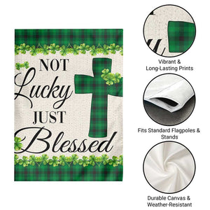 Christian Lucky Shamrocks Garden Flag Not Lucky Just Blessed Buffalo Plaid TS02 Print Your Wear