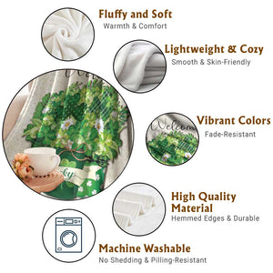 Lucky Irish Shamrocks Mason Jar Throw Blanket Clovers St. Patricks Day Welcome Yard Decor TS02 Print Your Wear