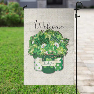 Lucky Irish Shamrocks Mason Jar Garden Flag Clovers St. Patricks Day Welcome Yard Decor TS02 Print Your Wear