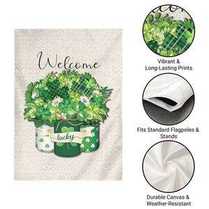 Lucky Irish Shamrocks Mason Jar Garden Flag Clovers St. Patricks Day Welcome Yard Decor TS02 Print Your Wear