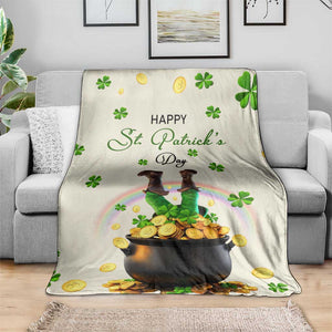 Happy St. Patricks Day Throw Blanket Lucky Leprechaun with Gold & Rainbow Yard Decor TS02 Print Your Wear