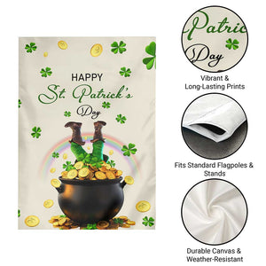 Happy St. Patricks Day Garden Flag Lucky Leprechaun with Gold & Rainbow Yard Decor TS02 Print Your Wear