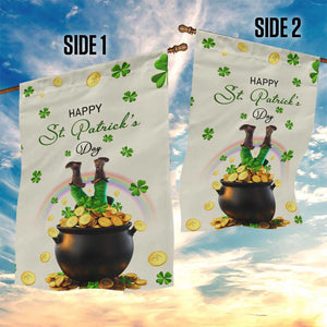 Happy St. Patricks Day Garden Flag Lucky Leprechaun with Gold & Rainbow Yard Decor TS02 Print Your Wear