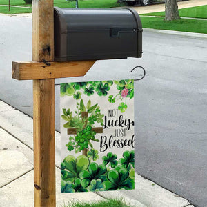 Christian St. Patricks Day Garden Flag Not Lucky Just Blessed Shamrocks & Cross TS02 Print Your Wear