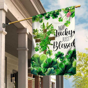 Christian St. Patricks Day Garden Flag Not Lucky Just Blessed Shamrocks & Cross TS02 Print Your Wear