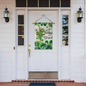 Christian St. Patricks Day Garden Flag Not Lucky Just Blessed Shamrocks & Cross TS02 Print Your Wear