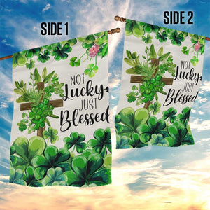 Christian St. Patricks Day Garden Flag Not Lucky Just Blessed Shamrocks & Cross TS02 Print Your Wear
