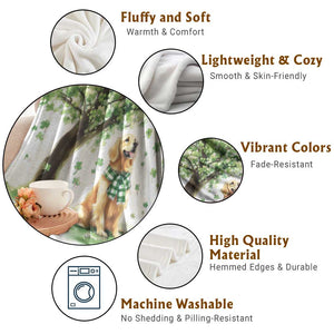 St. Patrick's Day Golden Retriever Welcome Throw Blanket Lucky Shamrocks Dog Lover TS02 Print Your Wear