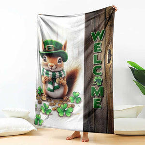St. Patrick's Day Squirrel Leprechaun Welcome Throw Blanket Lucky Shamrocks Pot of Gold TS02 Print Your Wear