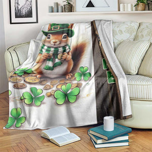 St. Patrick's Day Squirrel Leprechaun Welcome Throw Blanket Lucky Shamrocks Pot of Gold TS02 Print Your Wear
