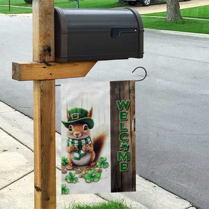 St. Patrick's Day Squirrel Leprechaun Welcome Garden Flag Lucky Shamrocks Pot of Gold TS02 Print Your Wear