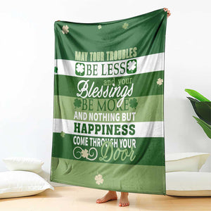 St. Patricks Day Blessings Throw Blanket Irish Shamrock Luck And Happiness Wishes Yard Decor TS02 Print Your Wear