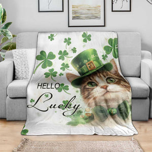 Hello Lucky Cute Cat Leprechaun Throw Blanket St Patrick's Day Welcome Cats Lovers TS02 Print Your Wear
