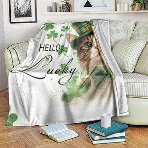 Hello Lucky Cute Cat Leprechaun Throw Blanket St Patrick's Day Welcome Cats Lovers TS02 Print Your Wear