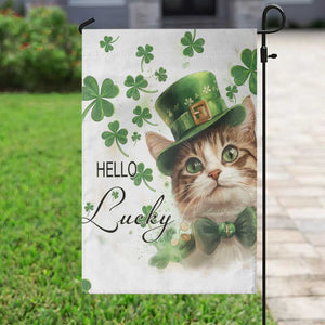 Hello Lucky Cute Cat Leprechaun Garden Flag St Patrick's Day Welcome Cats Lovers TS02 Print Your Wear