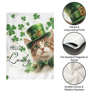 Hello Lucky Cute Cat Leprechaun Garden Flag St Patrick's Day Welcome Cats Lovers TS02 Print Your Wear