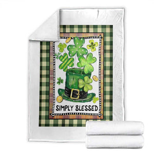 St Patricks Day Simply Blessed Throw Blanket Lucky Shamrock Leprechaun Green Buffalo Plaid TS02 Green Plaid Print Your Wear